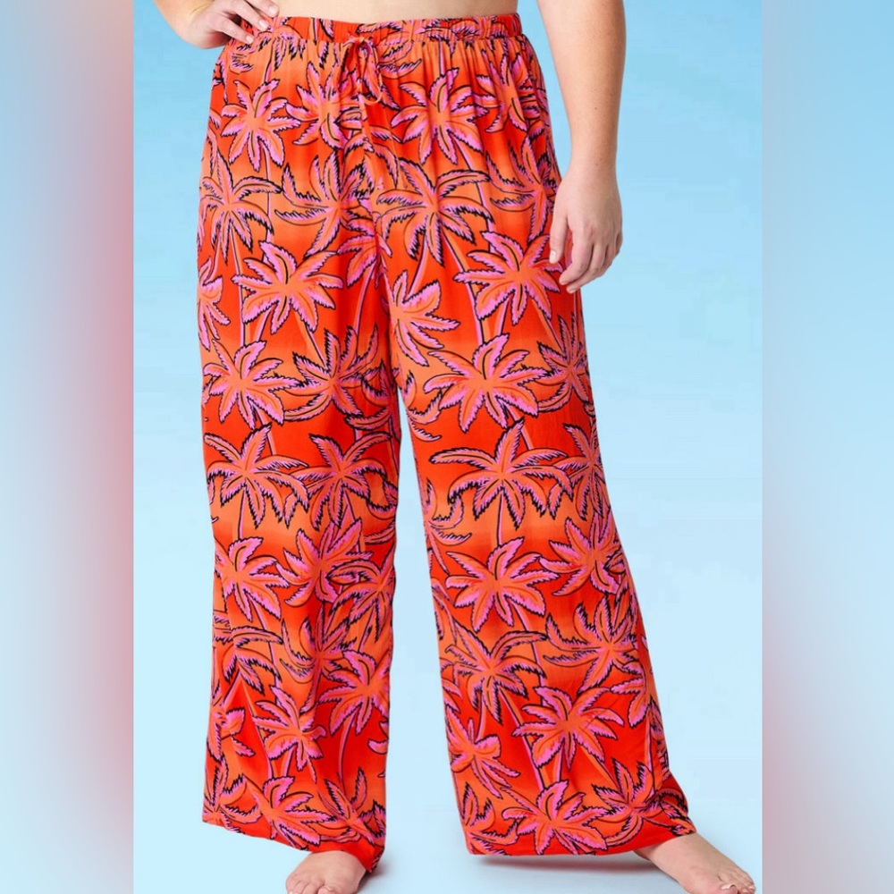 Mynah Breathable Leaf Pants Swimsuit Cover-Up Plus